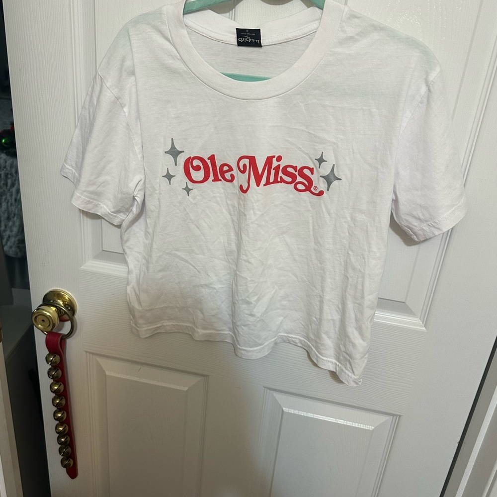White Ole Miss Graphic Crop Top